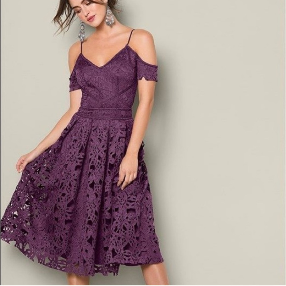 Venus l Purple Lace Midi Dress